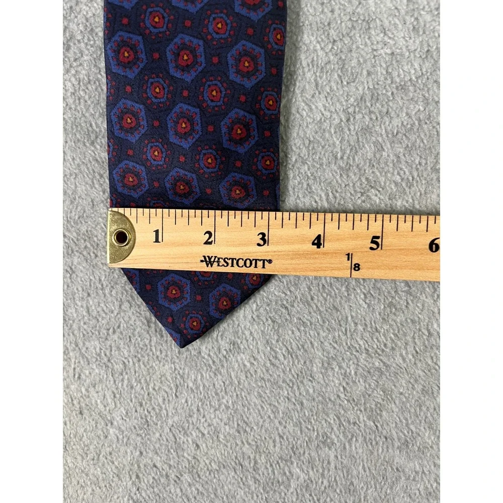 Polo Ralph Lauren Mens Navy Silk Geometric Medallion Tie Made in Italy NWT